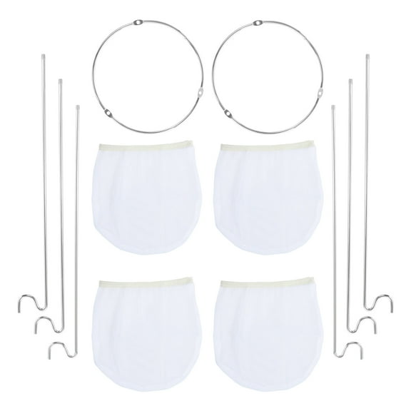 Austok 2Pcs Soybean Milk Strainer Stand Stainless Steel Strainer Stand Jelly Strainer Stand with 4 Reusable Staining Bags for Straining Juice Yogurt Cheese Broth Nut Milk
