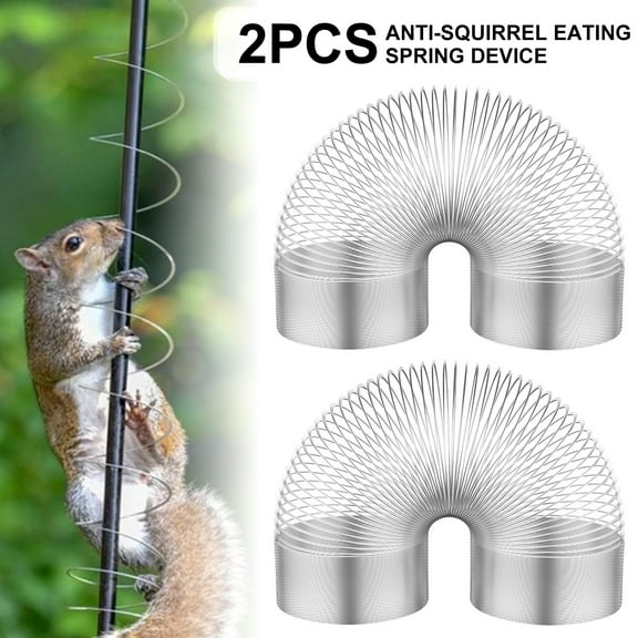 Austok 2Pcs Squirrel Proof Spring Squirrel Baffle Metal Spring Device Elastic Squirrel Barrier Spring Type Coil Anti-Squirrel Spring Device for Outdoor Bird Feeder Poles Accessories