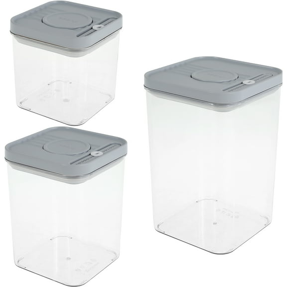 Austok 3 Pcs Airtight Food Storage Containers Set with Lids Stackable Cereal Container Leakproof Food Storage Container Transparent Kitchen Storage Containers for Flour Sugar Rice Pasta