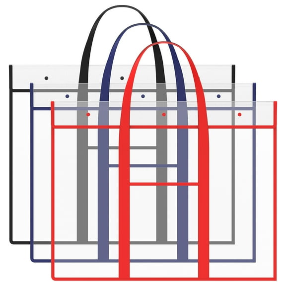 Austok 3 Pcs Art Portfolio Bag Large PVC Bulletin Board Holder with Handle and Pocket Portable Art Portfolio Storage Pouch Multipurpose Poster Bag for Classroom Office Organization