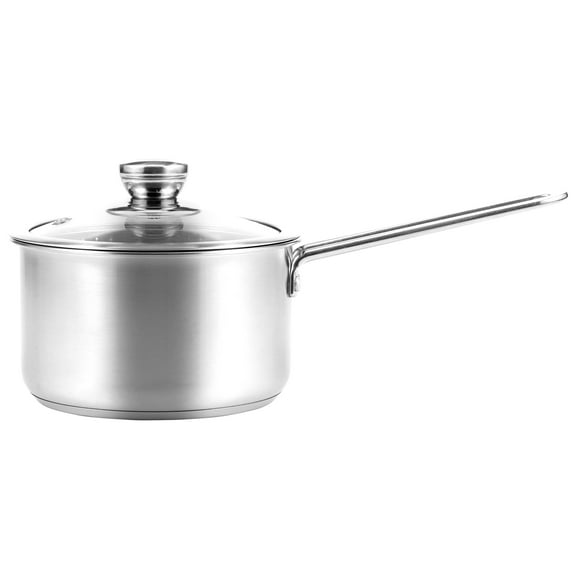 Austok 3 Quart Saucepan with Glass Lid Stainless Steel Milk Pan Small Cooking Pot Portable Mini Sauce Pan Thickened Bottom Non-Stick Sauce Pot Induction Cookware for Heat Milk