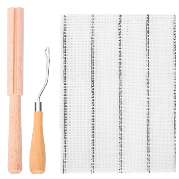 Austok 3Pcs Latch Hook Tool Kit Rug Mesh Fabric Crochet Yarn Cutter Tool Rug Making Kit for Adult Beginner for Making Doormat Pillow Cover Sofa Blanket