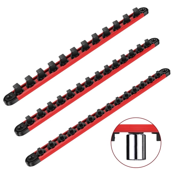 Austok 3Pcs Magnetic Socket Organizer Stainless Steel Socket Rail with 12/14 360° Rotatable Removable Clip for Toolbox for Mechanic DIY Enthusiast