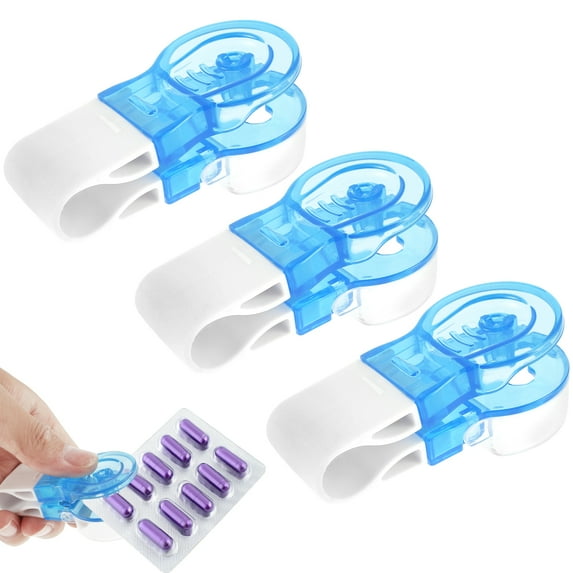 Austok 3Pcs Portable Pill Taker,Reusable Pill Taker Remover No Contact Easy to Take Pill Out Tool Plastic Pills Blister Pack Opener Pill Taker Household Gadgets for Seniors the Disabled