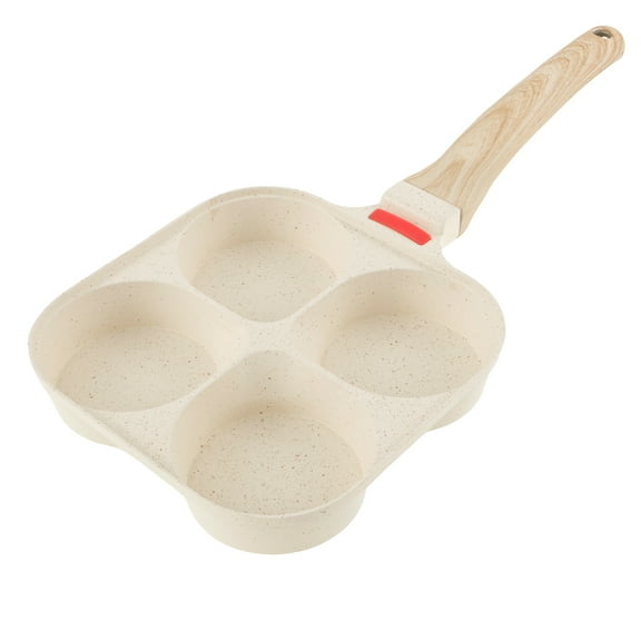 Austok 4 Cups Egg Frying Pan with Wood Handle Nonstick Omelette Pan Stone Egg Pan Multifunctional Omelette Skillet Healthy Pancake Frying Pan for Frying Eggs Pancake Omelet