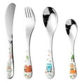 thumbnail image 1 of Austok 4 Pieces Kids Utensils Set, Stainless Steel Toddler Silverware Set, Mirror Polished Toddler Forks, Baby Spoons and Knife, 1 of 9