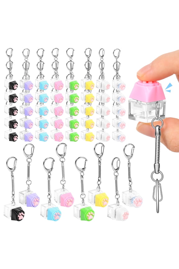 48 Pcs Key Board Clicker Cute Key Board Keychain Stress Relief Button Finger Clicker for Adult Office Party Present to Pass the Time Colorful