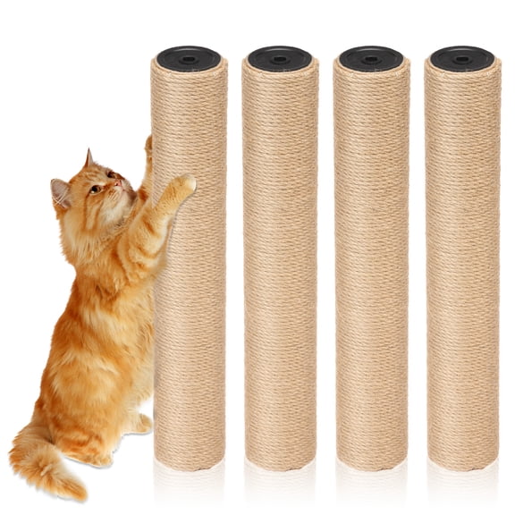 Austok 4Pcs Cat Scratching Post Replacement Poles Natural Sisal Rope Kitten Tree Scratcher Refill for Indoor Cats Tower Refurbishment