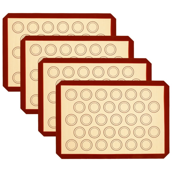 Austok 4Pcs Macaron Silicone Baking Mats Non Stick Silicone Baking Sheets Reusable Baking Oven Liner Sheet Silicone Cookies Sheet Liner for Cake/Macaron/Pastry/Cookie/Bread