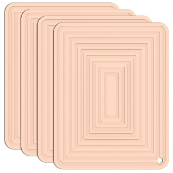 Austok 4Pcs Silicone Heat Pad Silicone Pot Holder Corrugated Non Slip Design Square Placemat Ironing Resistant High Temperature Insulated Pot Mat for Kitchen