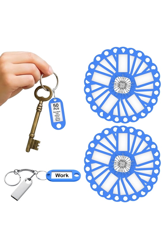 50 Pack Tough Plastic Key Tag with Split Ring and Clear Label Window Portable Key Label for Keychain Suitcase USB Drive Toolbox