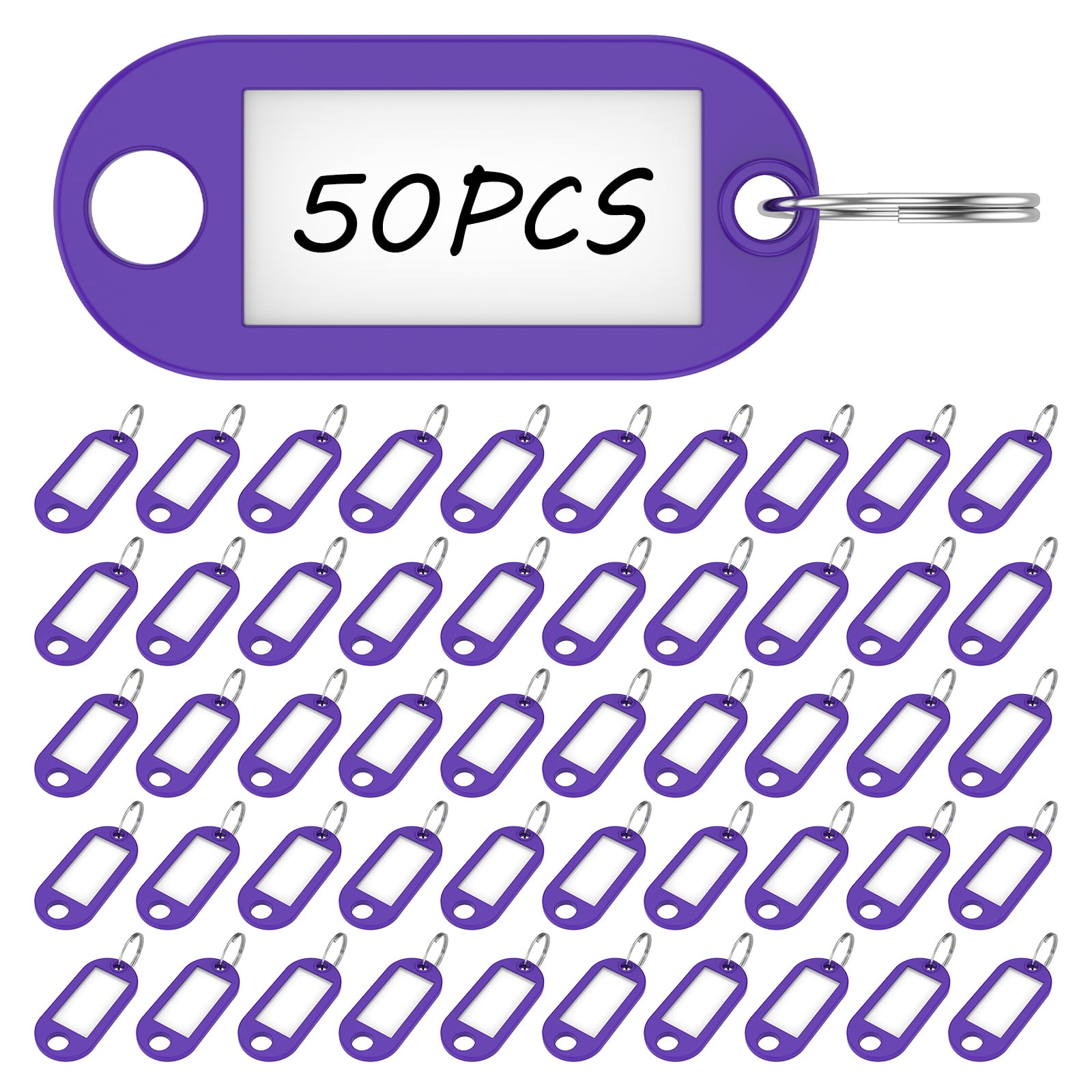 Austok 50 Pcs Key Rings Labels Key Ring Tags Plastic Key Tags of Key ...
