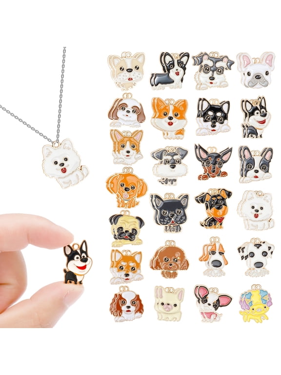50Pcs Animal Charms Pet Dog Head Charm Cute Puppy Dangle Charms for DIY Crafts Bracelet Jewelry Making Christmas Winter Holiday Present