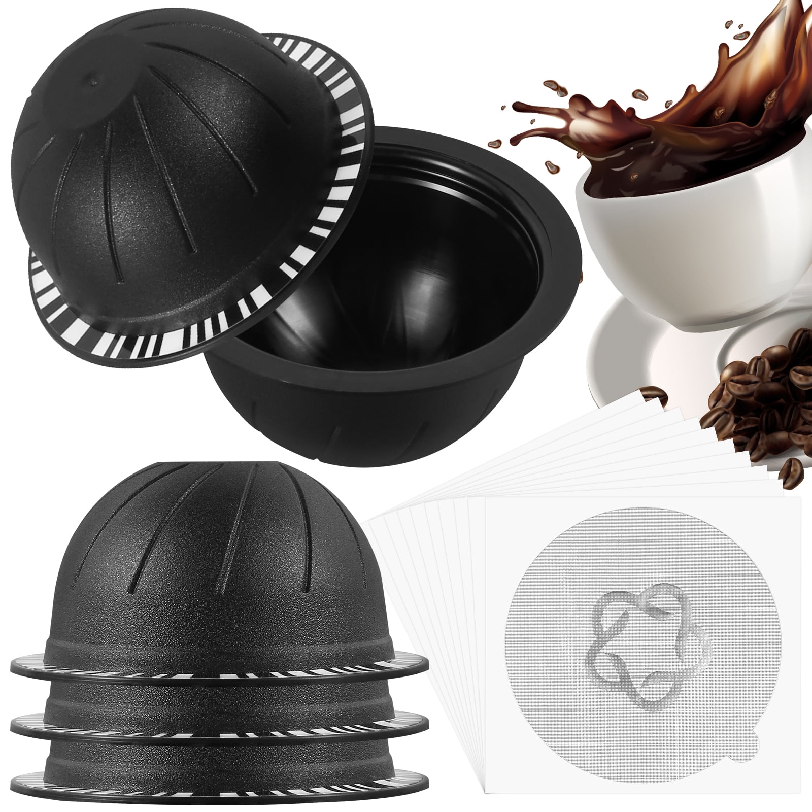 Austok 5Pcs Refillable Reusable Coffee Capsules 230ml Reusable Vertuo