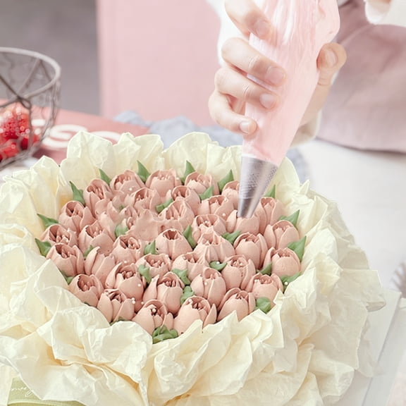 Austok 6/8Pcs Flower Russian Piping Tip Set Extra Large Stainless Steel Layered Rose Icing Tip Cake Decorating Flower Bouquet for Cake Dessert Cookie