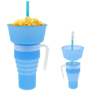 Stadium Tumbler with Snack Bowl, 2 In 1 Travel Snack & Drink Cup with  Straw, Leakproof Snack Cup, Reusable PVC Snack and Drink Cup for Adults,  Kids -32oz