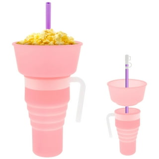  Snack and Drink Cup, Cup Bowl Combo with Straw, Stadium  Tumbler-32oz Color Changing Stadium Cups for Cinema, Snackeez Cups with Top  Bowl for Popcorn French Snacks and Cup for Cola Drinks (