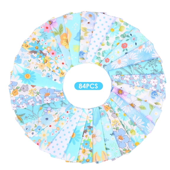 Austok 84 Pcs Cotton Fabric Bundle with Multiple Exquisite Pattern Fabric Square 5 x 5 Inches Mini Sewing Fabrics for DIY Craft Project Party Decor