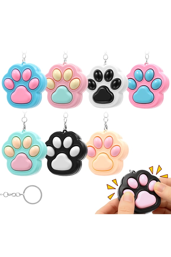 8Pcs Cute Cat Paw Clicker Keychain Portable Click Toy with Sound Anxiety Relief Key Ring for Daily Relaxation Stress Relief Accessory