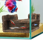 Austok 90 Corner Fish Cave Viewing Tunnel Resin Decorative Dual Hole Aquarium Corner Hideout Cave Realistic Driftwood Stump Rock Shape Fish Tank Tunnel Decor for Corydora Betta Shrimp