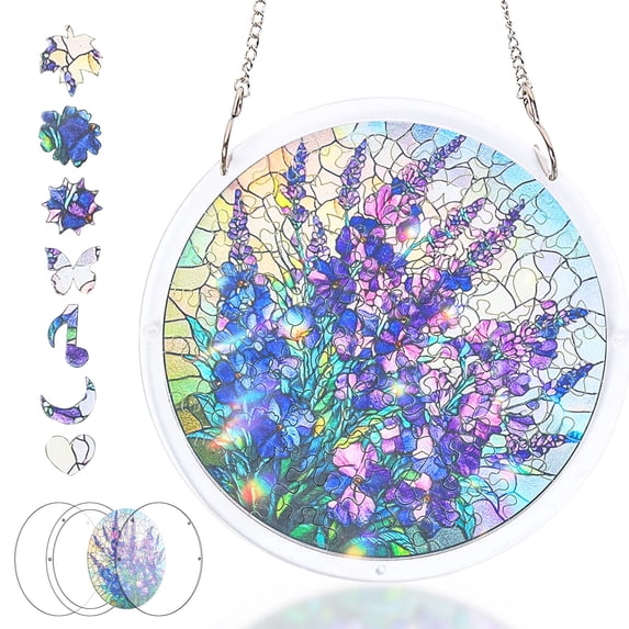 Austok Acrylic Puzzle Suncatcher 83 Pieces DIY Acrylic Suncatcher Puzzle Window Hanging Home and Garden Decor 7.4 in