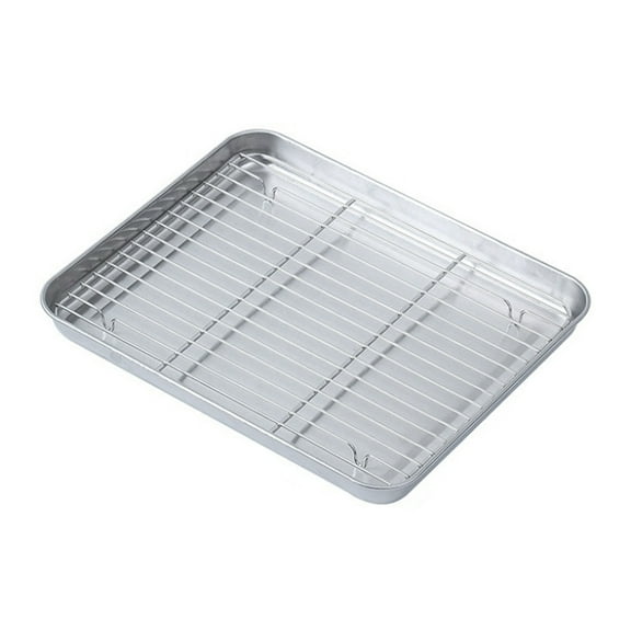 Austok Baking Sheet with Rack Set,Stainless Steel Baking Cookie Sheet Oven Tray with Cooling Rack