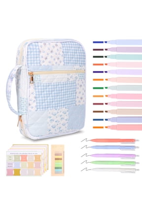 Bible Cover Case for Women Large Bible Tote Bag with Handle Floral Pattern Book Carrying Case Bible Study Supplies with Multi Pockets for Friends Women Girls Study