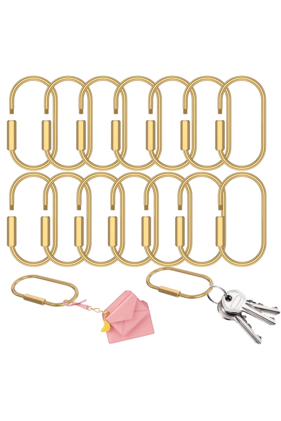 Brass Key Ring Bulk Gold Key Chain Organizer Holder for Men Women with Secure Screw Locking Cute Purse Bag Charm for Handbag Small Carabiner Clip for Dog Leash Pet Tag