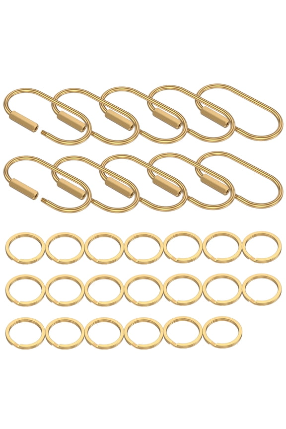 Brass Key Ring Bulk Gold Key Chain Organizer Holder for Men Women with Secure Screw Locking Cute Purse Bag Charm for Handbag Small Carabiner Clip for Dog Leash Pet Tag