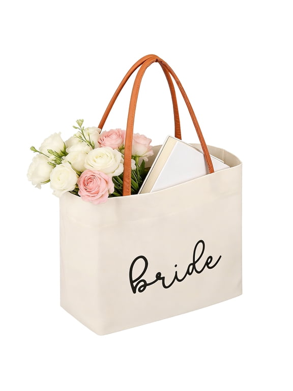 Bride Tote Bag Bride to be Present for Engagement Wedding Bachelorette Party Honeymoon Beach Travel Canvas Tote Bag