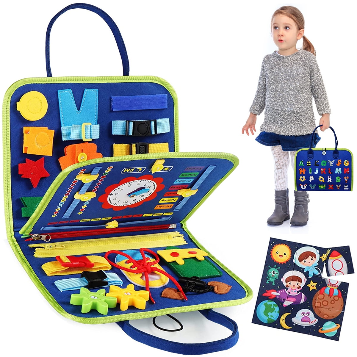 Austok Busy Board Montessori Toys for 1 2 3 4 Year Old,Toddlers Travel ...