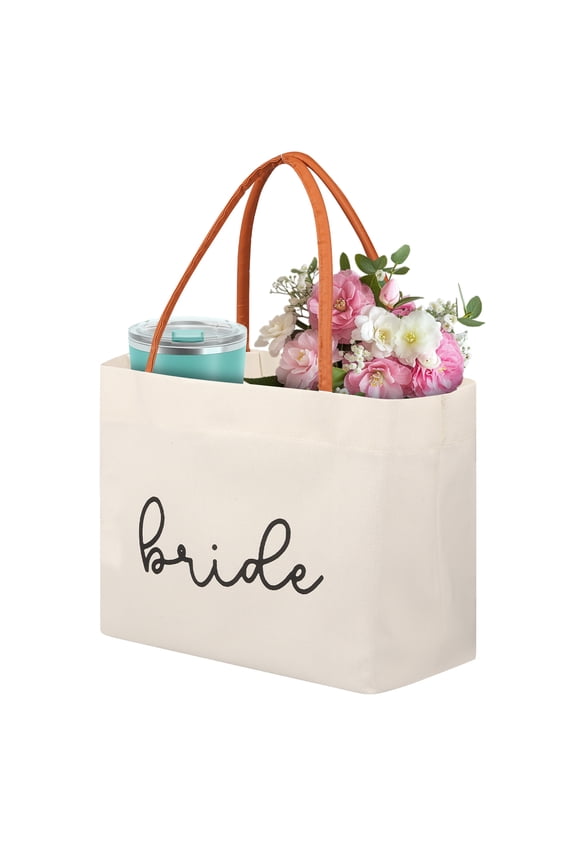 Canvas Tote Bag Bride Tote Bag Bride to be Present for Engagement Wedding Bachelorette Party Honeymoon Beach Travel