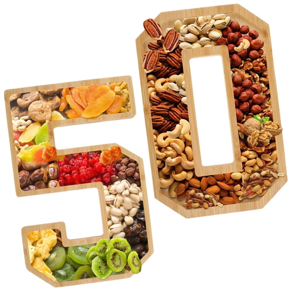 Austok Charcuterie Number Board Wood Cardboard Number Tray Fillable Number Charcuterie Boxes Reusable Number Serving Tray Decorative Number Platter for Snack Food Cake Cookies