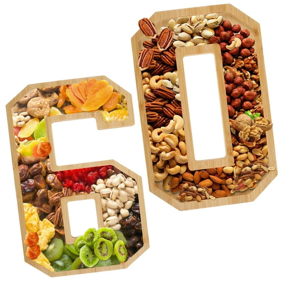 Austok Charcuterie Number Board Wood Cardboard Number Tray Fillable Number Charcuterie Boxes Reusable Number Serving Tray Decorative Number Platter for Snack Food Cake Cookies