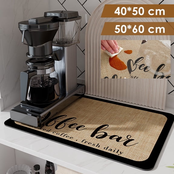 Austok Coffee Mat Hide Stain Absorbent Rubber Backed Coffee Bar Mat for Countertops Coffee Bar Decor Quick Drying Mat Coffee Maker Mat Waterproof Dish Drying Mat Coffee Bar Accessories