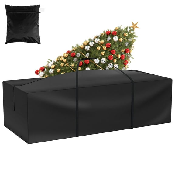 Austok Cushion Storage Bag Large Outdoor Garden Furniture Cushion Trunk Storage Bag Cover with Zipper Handle Waterproof Dustproof Christmas Tree Bagfor Outdoor Patio Furniture Cushions (Black)