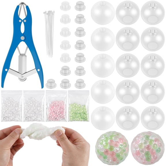 DIY Stress Ball Making Kit, 15 PCS TPR Blank Skins with 15 Caps & Cable Ties, Complete Squishy Maker Kit with Fillers for Adults ASMR Sensory Stress Relief Toys