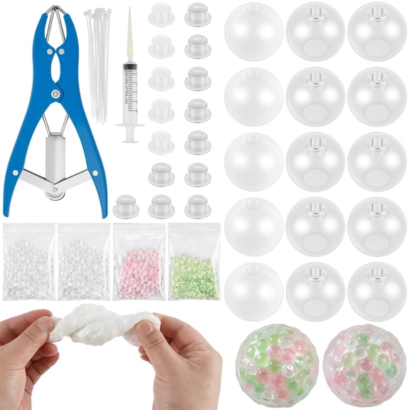 Austok DIY Stress Ball Making Kit 15 PCS TPR Blank Skins with Containing 15 Caps,15 Cable Tie,1 Syringe,1 Connector,1 Clip,Complete Squishy Maker Kit for Adults,ASMR Sensory Stress Relief Toys