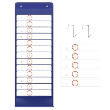 Austok Daily Schedule Pocket Chart 14 Pockets Kids Scheduling Pocket Chart with 18 Reusable Erasable Cards Space Saving Classroom Hanging Pocket Chart for Classroom Office Home Preschool