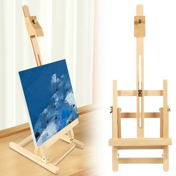 Austok Desktop Art Easel Foldable Tabletop Easel Stand Height and Angle Adjustable Wooden Small Easel Portable Mini Desktop Easel for Studio Classroom Outdoor Sketching