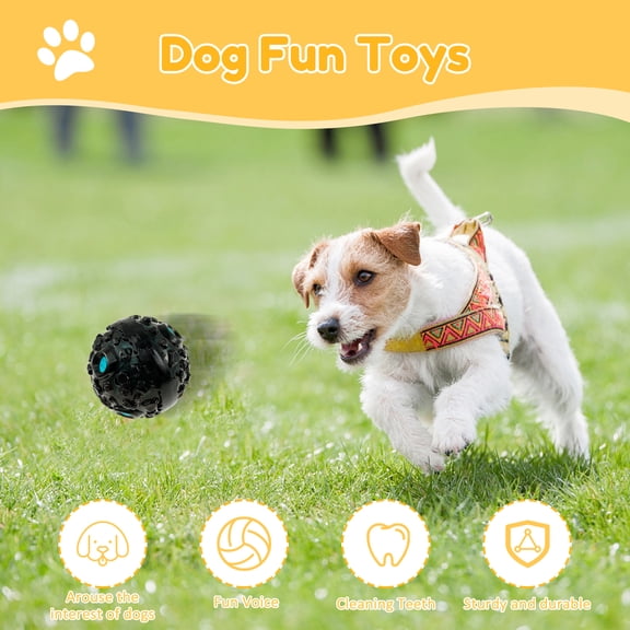 Austok Dog Toy Ball with Fun Squeaky Giggle Sound Interactive Dog Wobble Toy Multifunctional Squeaky Dog Ball Dog Teeth Cleaning Ball for Dogs Playing Training