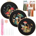thumbnail image 1 of Embroidery Kit for Beginners Adult, 3Pack Mushroom Cross Stitch Kits with Pattern Chart,Hoops,Threads,Needles,Cloth,Scissors,Needle Threader for DIY Handcraft Enthusiast, 1 of 8