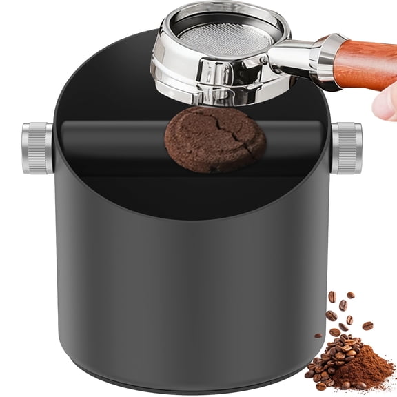 Austok Espresso Knock Box Large Capacity Non Slip Base Coffee Knock Box Barista Tool Espresso Machine Accessory for Home Office Shop (Black)