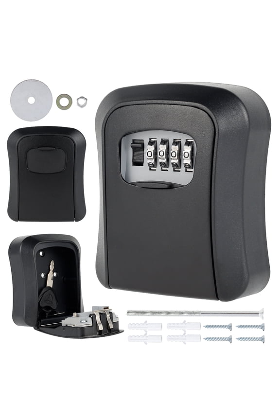 Key Lock Box with Code,Wall Mounted Outdoor Key Lock Box 4 Digit Combination Waterproof Portable Key Storage Box for Home Indoor Outdoor