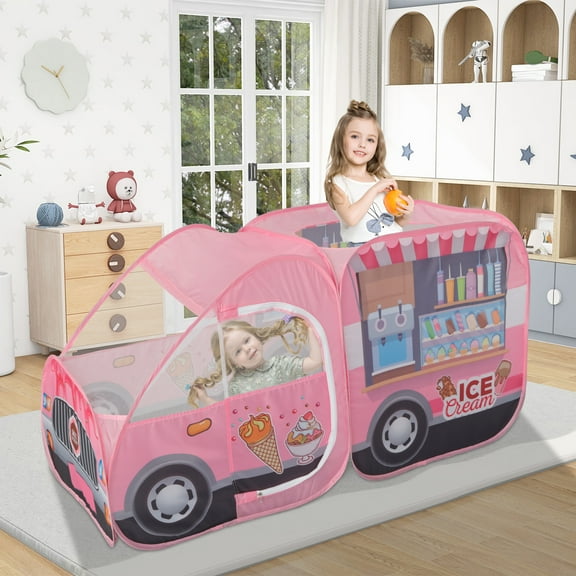 Austok Kids Food Truck Play Tent with Storage Bag Pop Up Play Tent Portable Kids Play Tent Foldable Role Play Toy Multifunctional Food Truck Toy for Toddlers Kids