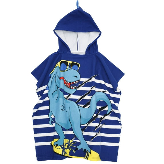 Austok Kids Hooded Beach Towel,Dinosaur Mermaid Kids Beach Towel, Super Soft Cartoon Poncho Bath Pool Towel for Boy and Girl