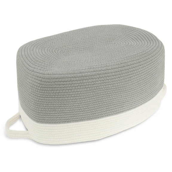 Austok Large Laundry Basket, Cotton Rope Storage Basket, Woven Blanket Basket Living Room, Large Kids Toy Storage Organizer Bins - 19"x 13.3"