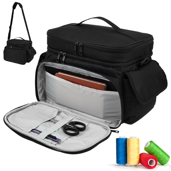 Austok Large Sewing Box Double Layer Quilting Supplies Organizer Portable Travel Sewing Box Organizer for Accessories Storage and Tool