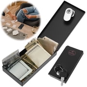 Austok Metal Box for Gambler Portable Safe Casino Money Pocket Sized Cash Box with Key Go Home Money Black