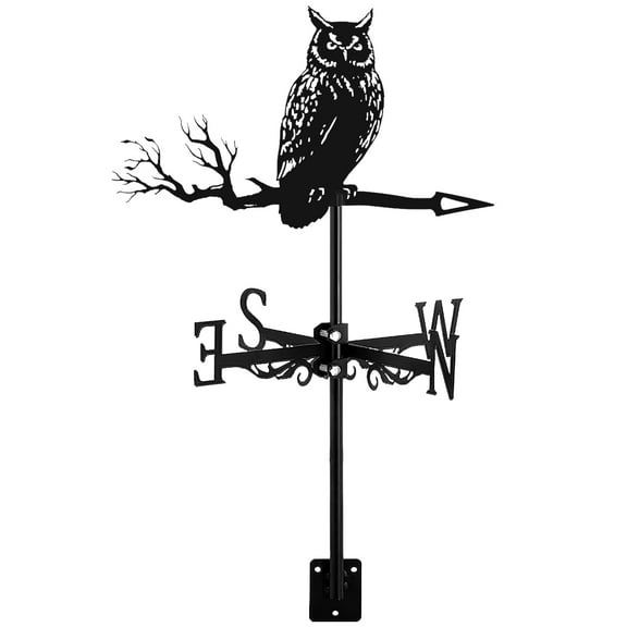 Austok Metal Weather Vane,Owl /Eagle Roof Mount Wind Direction Indicator Tool Outdoor Farm Scene Garden Stake Weather